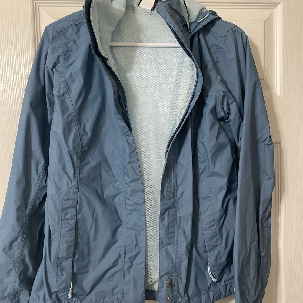 Blue North Face rain jacket